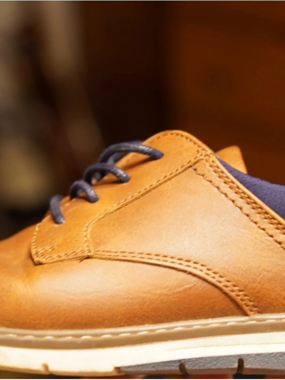 Kids Tan Dress Shoes with Navy Accents